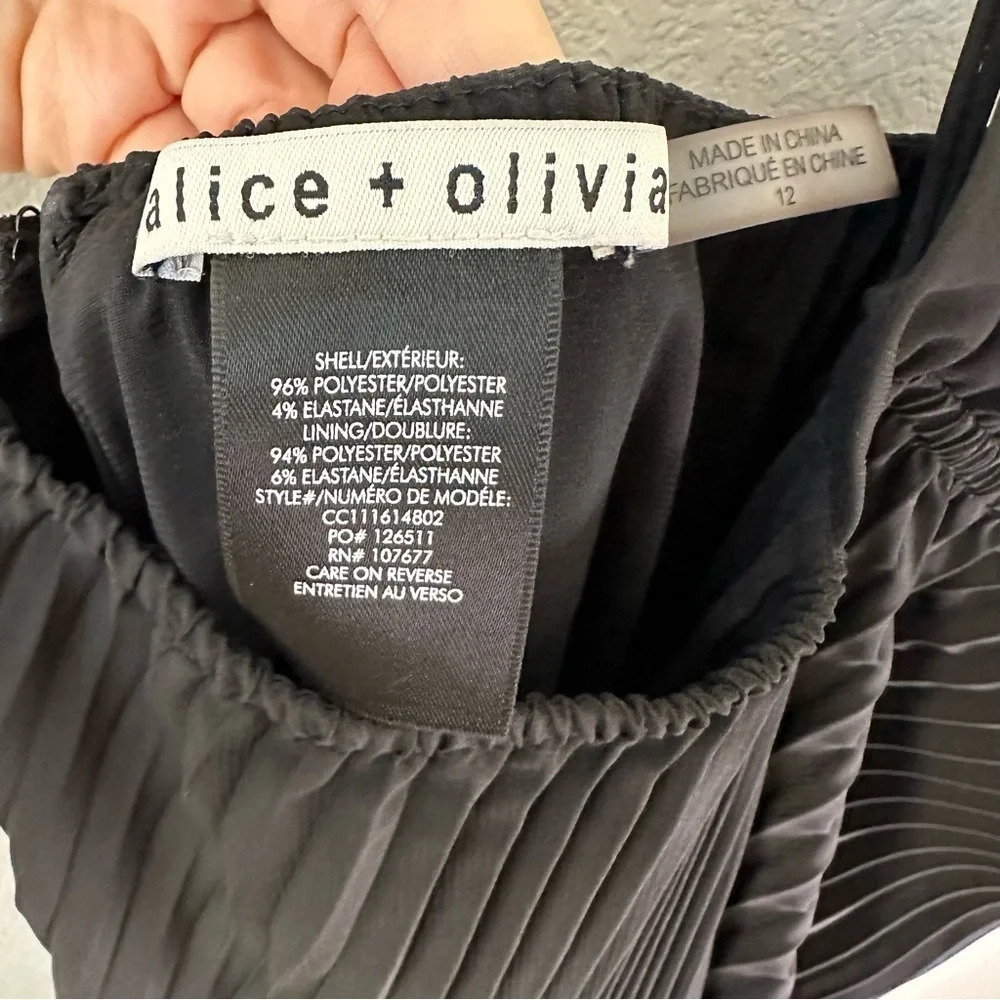 ALICE + OLIVIA Black Adalyn Halter Pleated Jumpsuit SZ US 12 - Picture 7 of 8